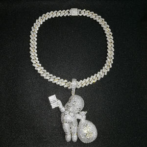 <span class=keywords><strong>Collana</strong></span> da <span class=keywords><strong>Uomo</strong></span> di Alta Qualità con Ciondolo a Forma di Borsa Portasoldi in Ottone Dorato con <span class=keywords><strong>Pietre</strong></span> CZ, Gioiello Hip Hop Bling Bling Iced Out - Product Image 3