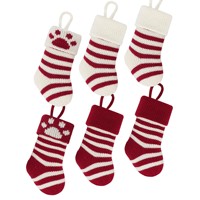 Nouvelle vente en gros : Chaussette de Noël tricotée de 7 pouces pour animaux de compagnie, motif patte de chien ou de chat, sac cadeau suspendu pour les fêtes, décoration d'arbre de Noël