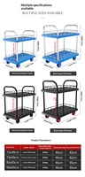 Chariot à plateforme FactoryDirect 200 400kg OEM personnalisable, bleu, PP double couche, cadre métallique, 4 roues, utilisation industrielle