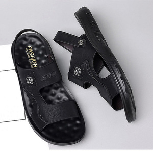 Sandalias Negras para Hombre, Suela Suave Antideslizante, Calzado Casual de Playa para Exteriores, Estilo Slip-On Juvenil 2024 - Product Image 1