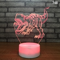 Crack Base Night Colorful Touch Lámpara de noche Creative Individual Dinosaur Led Usb 3D Lámparas