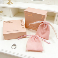 Boîte à bijoux personnalisable ZXF avec pochette en velours, logo de marque propre, sélection de taille et de couleur pour bagues et boucles d'oreilles