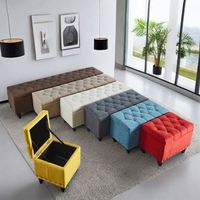 Moderner Multifunktionaler Faltbarer Holz-Aufbewahrungshocker Quadratisches Würfeldesign Leinenstoff für Wohnzimmer Schlafzimmer Sitzgelegenheit Hotel