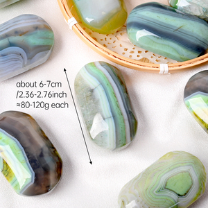 Venta al por mayor de piedras de ágata verde ovaladas con banda, piedras de ágata para recuerdo - Product Image 2