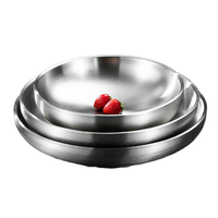 Assiettes à fruits et desserts en acier inoxydable 304 poli, double couche, design moderne, épaissies, plusieurs tailles, pour la maison