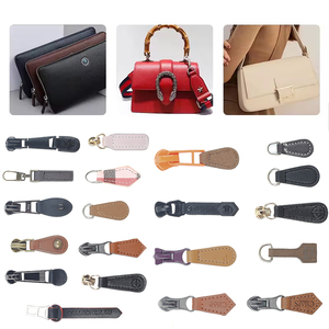 Cheap <strong>Custom</strong> Logo 3# 5# 8# 10# Cow Pigskin Cabretta Pu <strong>Leather</strong> <strong>Zipper</strong> Slider Puller <strong>Pull</strong> for Handbags