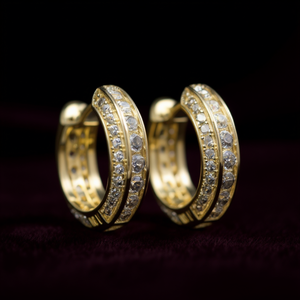 Pendientes de Aro Ren con Diamantes, Chapados en Oro de 18K, Oro Blanco, Corte Brillante Redondo, Diamantes Naturales, Joyería de Lujo para Mujer, Uso Diario - Product Image 2