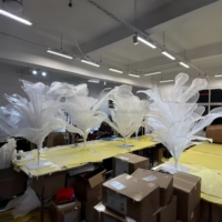 Décorations de fête personnalisées en tissu de soie fait main, fleurs géantes, centres de table de mariage pour vitrine
