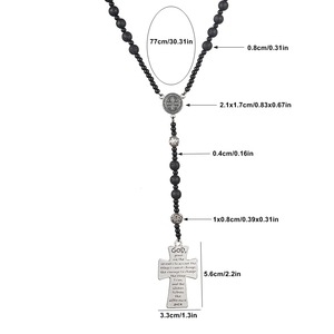 Nuovo arrivo Christian Jesus nero roccia vulcanica onice croce <span class=keywords><strong>collana</strong></span> 8mm pietra grezza croce <span class=keywords><strong>rosario</strong></span> <span class=keywords><strong>collana</strong></span> per gli uomini - Product Image 6