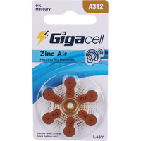 Pile auditive zinc-air A312 taille 312 P312 312A PR41 1,45 V haute performance longue durée 6 pièces
