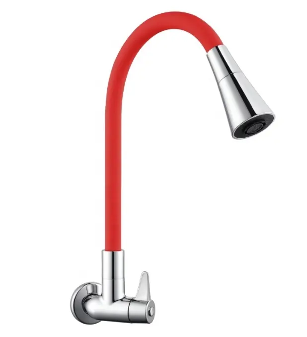Universal Flexible Hose Tube Kitchen Faucet Tap Wall Mounted Single Lever Cold Water Universal Swivel Silicon Plastic Modern