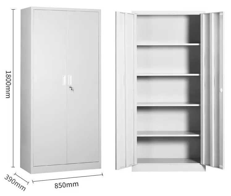 Wall Mounted Office Furniture Combination Key Lock Filing Storage Steel Lockers Metal Cabinets 2 door 4 shelf