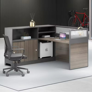 Mesas de Oficina con Compartimentos, Muebles Modernos para <span class=keywords><strong>Call</strong></span> <span class=keywords><strong>Center</strong></span>, Estación de <span class=keywords><strong>Trabajo</strong></span> con Partición de Madera para Computadora - Product Image 3