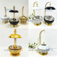 Set Perlengkapan Pemanas Makanan Royal Hotel Restaurant Stainless Steel Mewah Model Gantung Warna Hitam 8LGold Chef Dish untuk Peralatan Katering