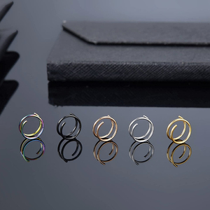Ashion-piercing para el cuerpo, joyería para el cartílago de la oreja, anillo de <span class=keywords><strong>doble</strong></span> aro de acero inoxidable chapado en oro en espiral para la nariz - Product Image 2