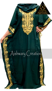 New Rayon Embroidered <b>Kaftan</b> Dress for Women – <b>Plus</b> <b>Size</b> Loose Fit Chiffon Floor-Length Beach Robe with Lace Detailing - Product Image 2