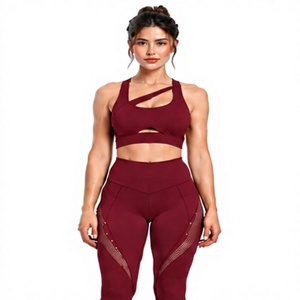Ensemble de yoga pour femme : Soutien-gorge de sport côtelé et leggings taille haute – Tenue de fitness deux pièces ultra douce et extensible pour la gym, le Pilates et le yoga - Product Image 1