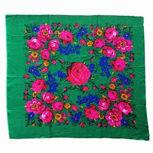Pañuelo de Cabeza Musulmán para Mujer, Diseño de Cinco Rosas Estampadas en Acrílico Lurex, 75*75CM, para Todo el Año - Product Image 5
