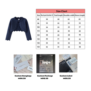 Children Clothing <strong>Girl</strong> Solid Color Combed Cotton Jacquard <strong>Cardigan</strong> Sweater Long Sleeve Button Closure Outwear with Crescent Edge - Product Image 3
