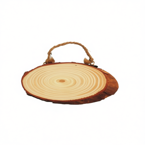 Targa in legno naturale Ilan, diametro 25 cm, con manico in corda, per uso decorativo - Product Image 1
