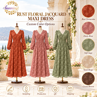 Robe longue bohème florale à manches longues pour femme, col en V, taille empire, robes de soirée pour invitées de mariage avec poches