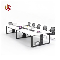 Table de conférence longue en bambou avec boîte de gestion des câbles réglable en hauteur, conception mobile, 10 places, vente en gros directe usine