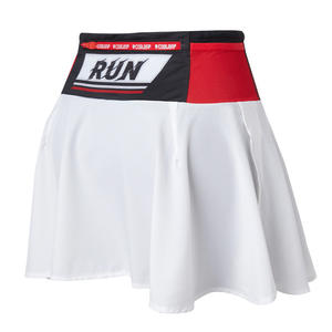 Short de yoga de fitness de sport à séchage rapide élastique pour femmes grand logo imprimé faux deux pièces jupe de sport de course poche contrastée - Product Image 3
