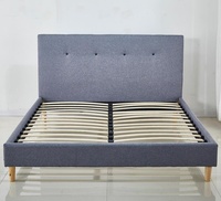 Cadre de lit queen size en tissu rembourré avec boutons, design moderne, haute qualité