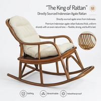 Fauteuil à bascule moderne en rotin Meiqi avec table d'appoint et chaise longue avec coussin moelleux pour chambre à coucher, extérieur et salon