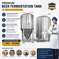 Cuve de fermentation de bière conique en acier inoxydable 200l 500L 10000l Cuve de fermentation de bière à enveloppe Équipement de fermentation de bière