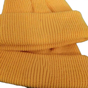 Unisex Acrylic Beanie Hat Solid Yellow Color Knitted <b>Winter</b> <b>Cap</b> Casual Style for Adults 56-58CM - Product Image 1