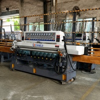 Machine à bordurer le verre à 9 moteurs, machine automatique de meulage et de polissage du verre en ligne droite pour usine de verre de construction