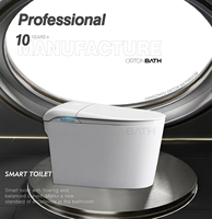 WC intelligent avec bidet intégré, siège chauffant, séchoir à air chaud, allongé, sans réservoir, autonettoyant, finition émaillée, veilleuse, en céramique, vente en gros