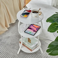 Table Ronde Minimaliste Moderne Petite Table Basse de Balcon Table d'Appoint Table de Chevet Chambre à Coucher Étagère de Rangement Métal Tendance