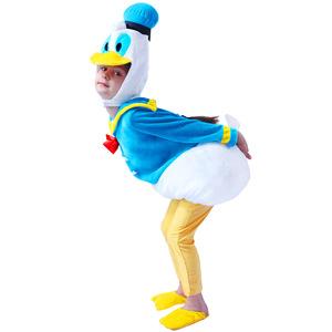 Conjunto de disfraz de Pato Donald para niños, ropa para actuaciones en escenario, para niños de 3 a 8 años, talla M, azul y amarillo, con sombrero y zapatos - Product Image 1
