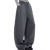 Pantalon de survêtement ample et personnalisé pour femme en molleton bouclette, taille élastique avec cordon de serrage, coupe oversize et incurvée, style décontracté, commande en gros