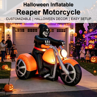 Décoration gonflable d'Halloween : Moto du Grim Reaper lumineuse, décoration gonflable personnalisée pour l'extérieur