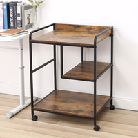 Table d'imprimante mobile avec roulettes pour le rangement et l'organisation du bureau à domicile, étagère pour ordinateur de bureau et déchiqueteuse - Brun rustique