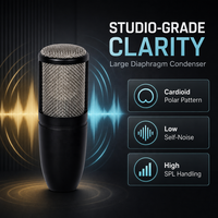 Microphone à condensateur à large diaphragme professionnel XUNGUAN P220 pour enregistrement vocal en studio, instruments et applications scéniques