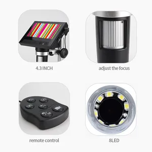 Microscopio Electrónico Digital con Pantalla HD de 4.3 Pulgadas y 1080P, Enfoque Manual, 8 Luces LED, Soporte Metálico, Control Remoto, 1000X <span class=keywords><strong>DM3</strong></span> PRO - Product Image 5