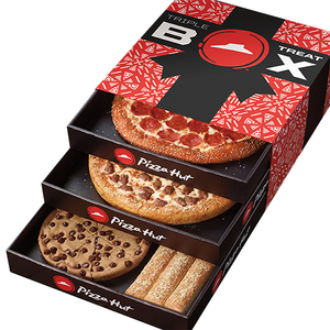 Eco-friendly di imballaggio personalizzato cartone carta scatole di pizza hut triple treat box