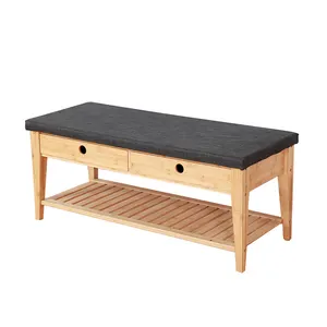 Custom 3 In 1 Multifunctional Signature Design Unique Style Wood Long Bench With Storage For Hallway Bedroom