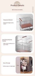 Carrito de Lavandería Rodante Resistente <span class=keywords><strong>para</strong></span> el Hogar, con Estructura de Acero Inoxidable y Cesta de Alambre <span class=keywords><strong>para</strong></span> Almacenamiento en Baños y Hoteles - Product Image 4