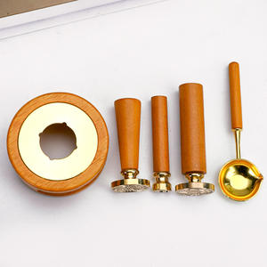 Ensemble de tampons à cire d'étanchéité en bois avec cuillère en cuivre et tampons pour fournitures d'artisanat - Product Image 2