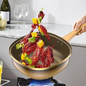 Titanium Coated Rock <b>Nonstick</b> Frying Pan Flat Bottomed Gas & Electromagnetic Stove Universal Household Pan - Product Image 5