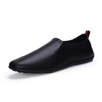 Chaussures en cuir décontractées pour hommes, style coréen, à enfiler, semelle souple, légères, pour le travail quotidien