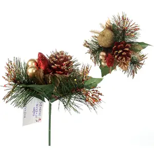 Ornamenti palla artificiale pino cono contenitore di regalo di natale di scintillio picks decorazione Di Natale fornitore