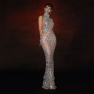 Elegante See Through Mesh strass <span class=keywords><strong>laurea</strong></span> compleanno festa di nozze abiti da ballo <span class=keywords><strong>donna</strong></span> formale Prom <span class=keywords><strong>abito</strong></span> lungo Club <span class=keywords><strong>abito</strong></span> da sera - Product Image 1