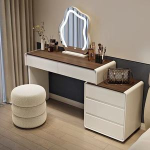 New Bedroom Dresser Walnut Color Panel Makeup <b>Table</b> Bedside Chest <b>Drawers</b> Integrated Modern Minimalist Desk Skirting <b>with</b> <b>Mirror</b> - Product Image 3