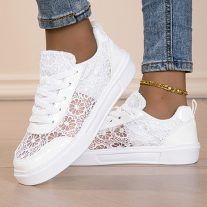 Zapatillas <span class=keywords><strong>Deportivas</strong></span> Casuales para <span class=keywords><strong>Mujer</strong></span>, con Parte Superior de Malla Transpirable, con Paneles de Encaje, Ligeras, Cómodas y Planas para el <span class=keywords><strong>Verano</strong></span> - Product Image 2